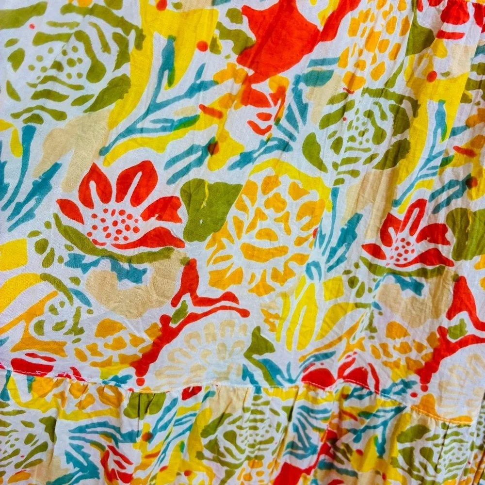 Velvet Graham and Spencer sunwashed yellow multi floral print skirt top set. XS